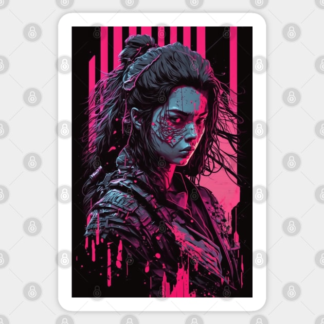 Female Cyberpunk Samurai Sticker by Nightarcade